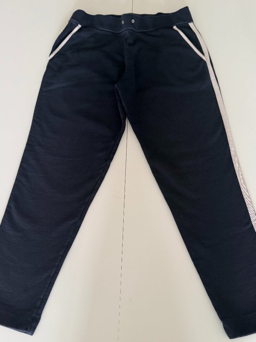 Escada Sport Pants Joggers Navy With White Piping Sz M Athleisure Casual Lounge
